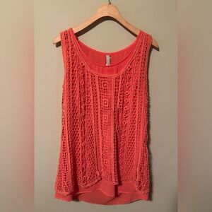 Monoreno Coral Crochet Tank Top